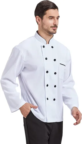 Vista 3 de Nanxson Chaqueta de chef unisex de cocina corta y larga para hombres y mujeres CFM0001