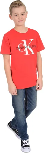 Vista 3 de Calvin Klein Camiseta clásica de cuello redondo con logotipo Ck para niño grande
