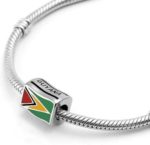 Vista 2 de Bolenvi Dije de cuentas de banderas de país compatible con Pandora y pulseras similares, collares y joyas de bricolaje - Abalorios de plata de ley