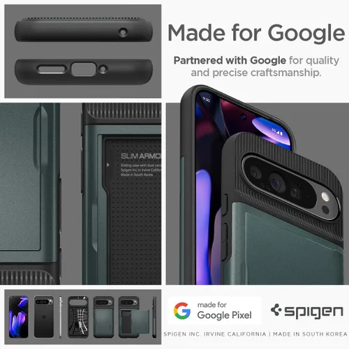 Vista 7 de Spigen Slim Armor CS - Funda diseñada para Pixel 9 Pro XL (2024) [protección de grado militar] - Abyss Green