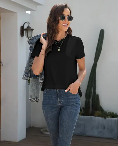 Vista 4 de KevaMolly - Camisetas básicas para mujer, FPU 50+, manga corta, casual, de verano, de moda, unicolor, holgadas