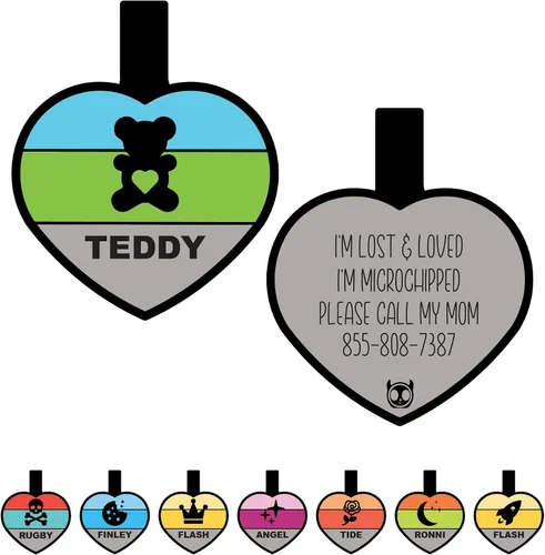 Vista 10 de Placa de identificación silenciosa personalizada con 5 líneas de identificación de mascotas de silicona duradera y grabada profundamente, diseño