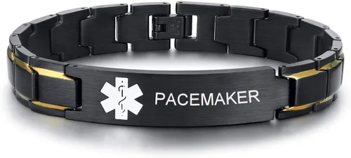 Vista 27 de VNOX Pulsera ajustable de acero inoxidable cepillado de 2 tonos con grabado personalizado gratis, identificación de alerta médica, unisex