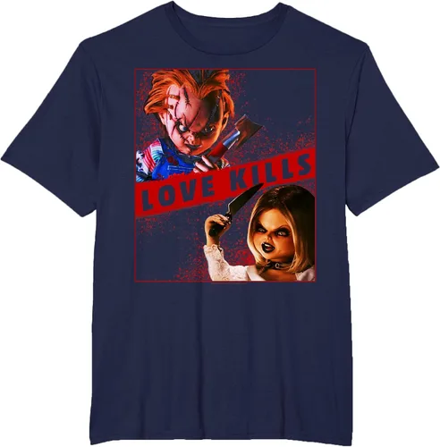 Vista 53 de Child's Play Chucky and Tiffany Love Kills T-Shirt Asphalt Grey