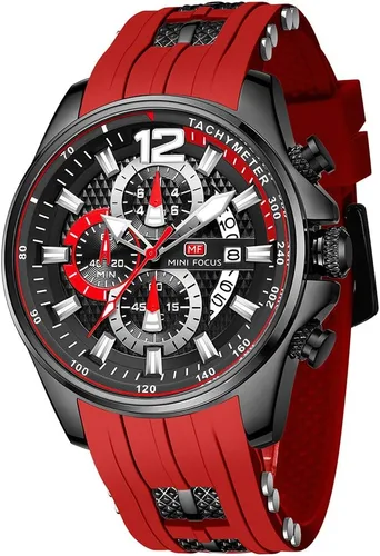 Vista 7 de MF MINI FOCUS Men Watch Casual Fashion Wrist Watches (Chronograph/Waterproof/Luminous/Calendar) Silicon Band Quartz Watches for Men (Black2)