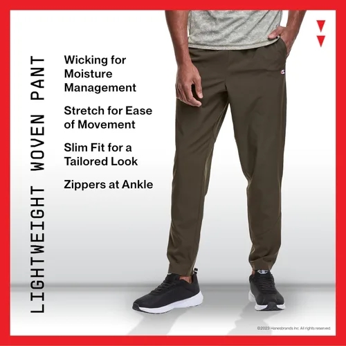 Vista 4 de Champion Pantalones para hombre, Mvp, pantalones tejidos ligeros, absorben la humedad, pantalones atléticos, 30.5