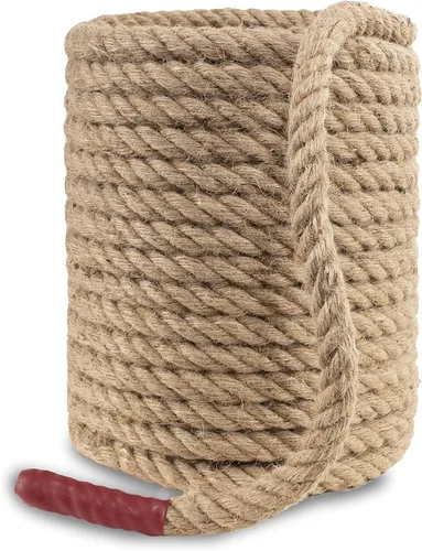 Vista 9 de Cuerda Manila de yute natural, 1 1/2 pulgadas x 49 pies, cuerda de cáñamo de fibra trenzada de 4 hebras para deportes, decoración, juguetes