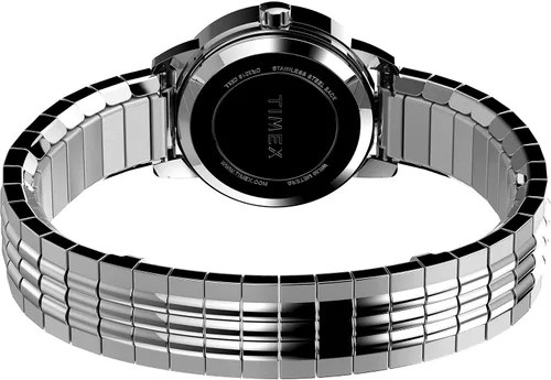 Vista 4 de Timex Easy Reader - Reloj de ajuste perfecto para mujer de 0984in caja plateada esfera negra con correa de expansión plateada PlateadoNegro
