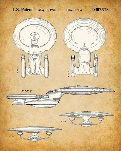 Vista 4 de Star Trek Original USS Enterprise - Juego de cuatro fotos (8 x 10) sin marco, hace una gran decoración de cueva de hombre y regalo por menos de $20