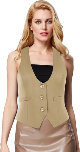 Vista 122 de GRACE KARIN - Chaleco corto para mujer con espalda cruzada, chaleco estilo académico y retrofuturista