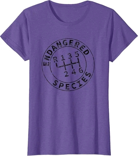 Vista 5 de Endangered Species Stick Shift Manual Transmission Drivers T-Shirt Baby Blue