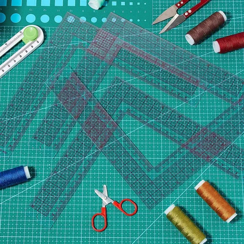 Vista 5 de Frienda 6 reglas de costura de plástico en forma de L, regla transparente de ángulo recto, medida a medida para herramientas de manualidades