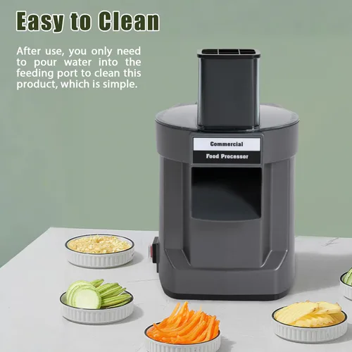 Vista 4 de Cortador de verduras comercial 3 en 1, procesador de verduras multifuncional de 110 V, picador de verduras eléctrico, máquina de ensalada