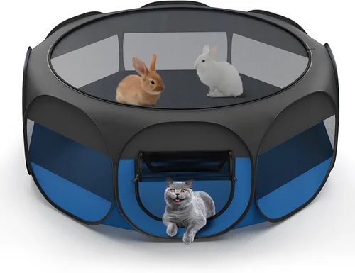 Vista 10 de VavoPaw Corralito para Animales Pequeños, Caja de Crianza de Pollos con Tapa Superior, Carpa de Jaula Portátil para Ejercicio al Aire Libre