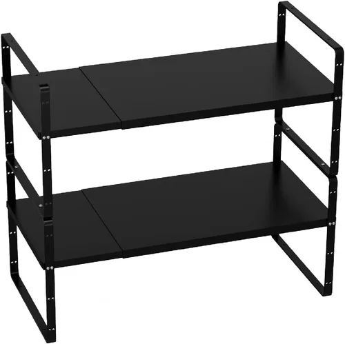 Vista 6 de Slideep Organizador de armario expandible, organizador de armario de cocina grande, organizador de estantes apilables grandes, organizador de Negro