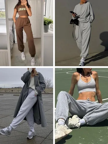 Vista 5 de Baccarri Pantalones deportivos casuales de forro polar para mujer, cintura alta, con parte inferior de cincha, pantalones deportivos holgados