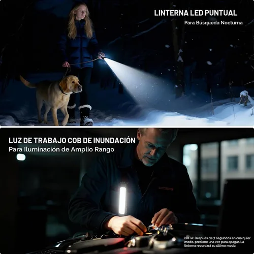 Vista 3 de Linterna de bolsillo, linterna EDC recargable de 1200 lúmenes con clip, puerto USB-C, 3 modos de luz de advertencia impermeable para trabajo Negro