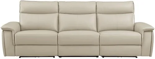 Vista 4 de Pemberly Row Sofá reclinable doble de cuero de 110" con reposacabezas en beige