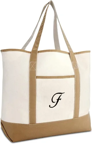 Vista 14 de DALIX Bolso de mano natural para mujer Bolsos de hombro Marrón con monograma Letra A - Z K