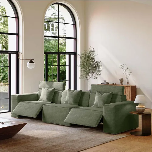 Vista 24 de Sofá eléctrico de 85 pulgadas, sofás modulares para sala de estar, moderno sofá biplaza reclinable grande, cómodo sofá nube de terciopelo