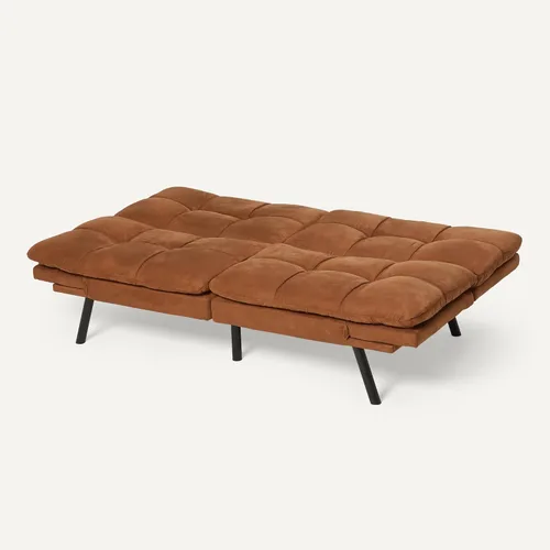 Vista 5 de Amazon Basics Sofá biplaza marrón, sofá convertible de espuma viscoelástica, sofá cama moderno para sala de estar pequeña y compacta, oficina
