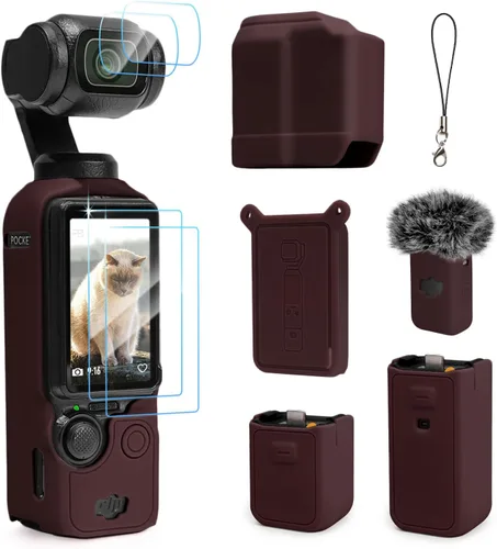 Vista 13 de Funda protectora para cámara DJI Osmo Pocket 3/Xtra Muse, funda de silicona suave con 2 protectores de pantalla y lente, accesorios de cuerpo