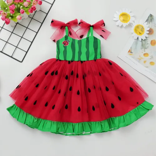 Vista 5 de Vestido tutú de verano para niñas pequeñas, sin espalda, vestido de princesa para fiesta de cumpleaños, lentejuelas con volantes, tul con lazo