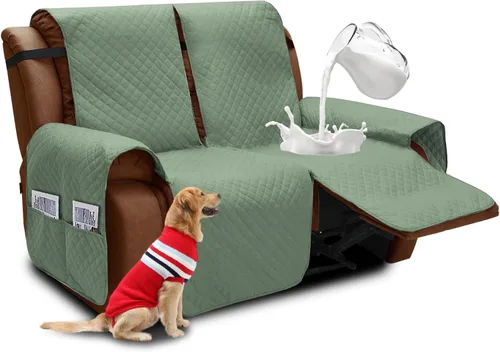 Vista 23 de XINEAGE Funda para Sillón Reclinable Resistente al Agua, Fundas Antideslizantes para Silla Reclinable con Bolsillos, Fundas Acolchadas Gruesas