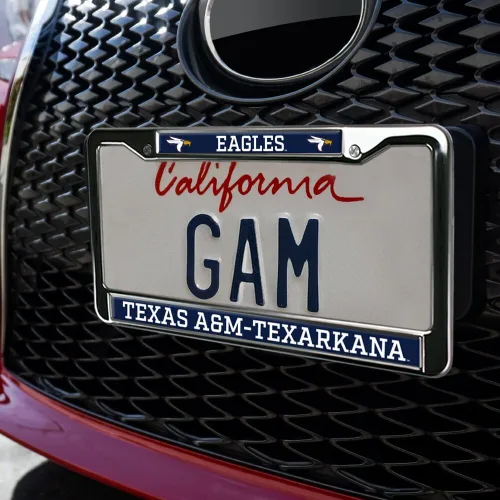 Vista 3 de Texas A&M University - Texarkana Mascot - Marco de metal estándar para placa de matrícula de tamaño completo