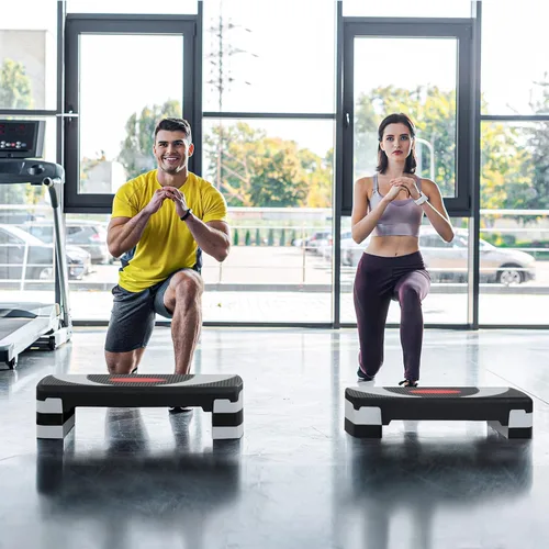 Vista 2 de ZENY Plataforma aeróbica de 31 pulgadas, escalón de entrenamiento ajustable con elevadores estables, escaladores de pie para ejercicio en casa