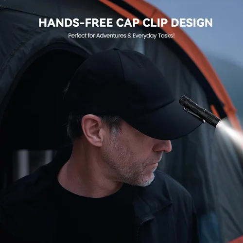 Vista 2 de Guardtier M70E Linterna de bolsillo de doble potencia, luz EDC recargable de 500 lm con clip, 4 modos para acampar y llevar a diario