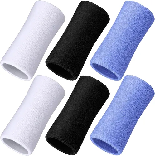 Vista 23 de WILLBOND Bandas de sudor de muñeca de 6 pulgadas para hombres y mujeres, elásticas, atléticas, largas, absorbentes, para baloncesto, tenis, correr