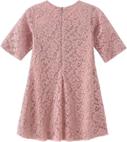Vista 2 de Vestido de fiesta semiformal de encaje floral con manga 34 para niñas de 4 a 11 años