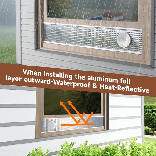 Vista 6 de BJADE'S Paneles de espuma aislados con papel de aluminio, kit de sellado de ventana de CA portátil impermeable, paneles aislantes resistentes
