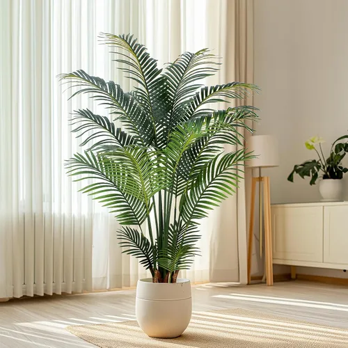 Vista 7 de Yepdin Planta artificial de palma tropical – Árbol artificial de 5 pies con maceta de plástico para oficina y decoración del hogar, plantas altas