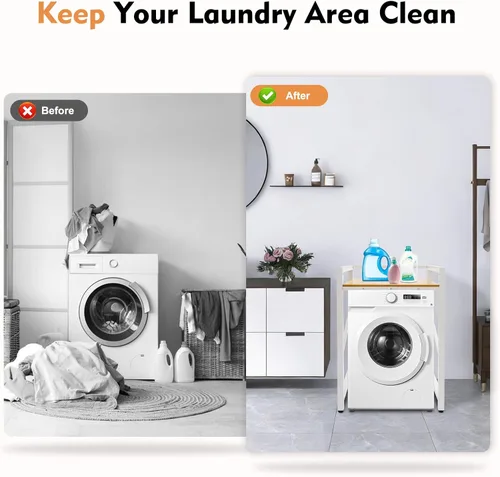 Vista 8 de Soporte apilable para lavadora y secadora, estante resistente para lavadora con diseño ajustable, capacidad de carga de 660 libras, estante
