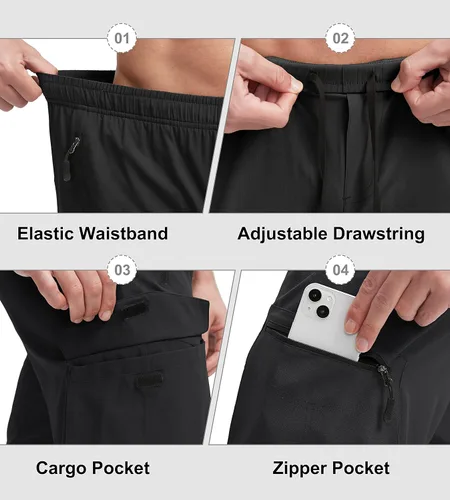 Vista 5 de Bikewa Pantalones cortos de ciclismo de montaña para hombre, con acolchado 3D, ajuste holgado, con bolsillos con cremallera