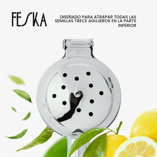 Vista 5 de Exprimidor de limón de acero inoxidable - Exprimidor de cítricos de primera calidad - Exprimidor de lima para jugo sin semillas - Exprimidor de mano