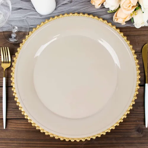 Vista 57 de Efavormart - Paquete de 10 platos de postre de plástico transparente rubor con borde de cuentas, platos redondos desechables para ensalada, 8