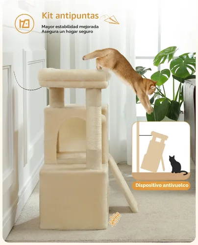 Vista 6 de PAWZ Road Árbol para gatos, torre para gatos de 30 pulgadas con condominios dobles para gatos de interior, casa de felpa para gatos con percha