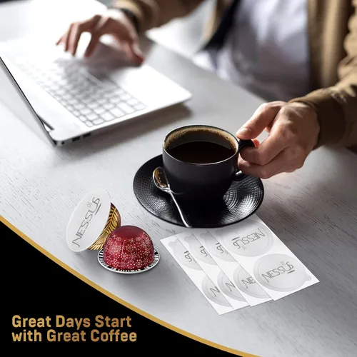 Vista 9 de Nessus Vertuo - Kit de cápsulas reutilizables y tapas de papel de aluminio, [ALSeal EZ FIT] para cápsulas Nespresso Vertuoline, 50 láminas, un