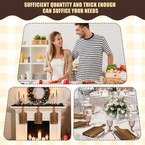 Vista 4 de Didaey 6 tablas de cortar a granel para cocina, platos gruesos para picar con asas, bandejas de madera para servir charcutería, tablas de madera