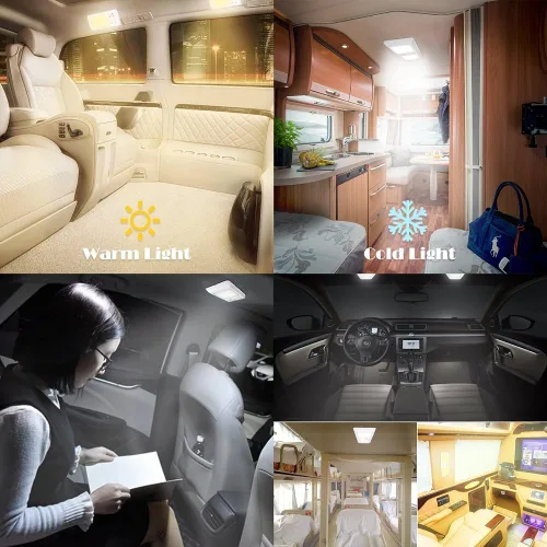 Vista 3 de Luces interiores de doble LED para autocaravana, 12 V CC con interruptor de pantalla táctil de iluminación de 5 modelos, repuesto interior de 24 V