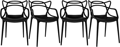 Vista 19 de 2xhome Silla de comedor moderna Silla auxiliar apilable para interiores o exteriores Plástico resistente a la intemperie para cocina, patio Negro