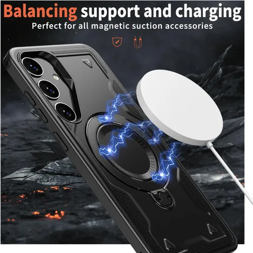 Vista 3 de Funda para Galaxy S23, compatible con MagSafe, funda híbrida 2 en 1 protectora delgada y resistente con soporte magnético invisible para Galaxy S23