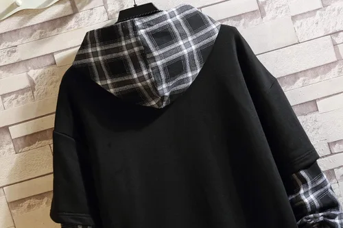 Vista 8 de GURUNVANI Japan Style Patchwork Hoodies Men Characters Streetwear Hoodie Men Sweatshirt