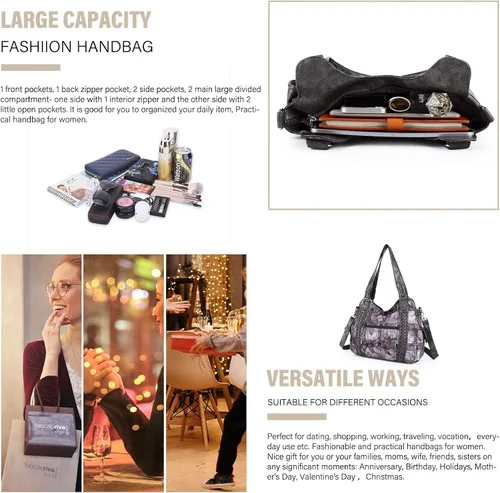Vista 185 de Angel Barcelo - Bolsa de hombro amplia para mujer, diseño Hobo, cuero lavado