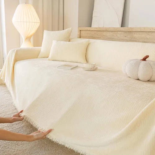 Vista 3 de DREAMINGO Fundas de sofá biplaza para sofá de 2 plazas, manta jacquard moderna y minimalista protectora de muebles para mascotas, lavable, funda