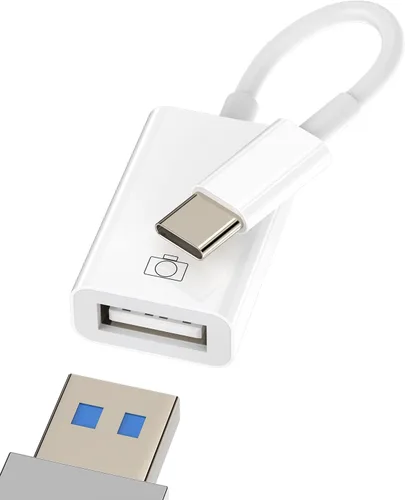 Vista 9 de Adaptador OTG para iPhone (paquete de 2) Dongle Lightning macho a USB hembra, cable convertidor de cámara, lector de tarjetas, unidad flash