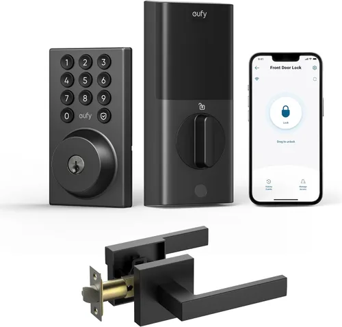 Vista 10 de eufy Security Smart Lock C30, cerradura de puerta de entrada sin llave, cerrojo de seguridad con teclado WiFi integrado para puerta delantera,